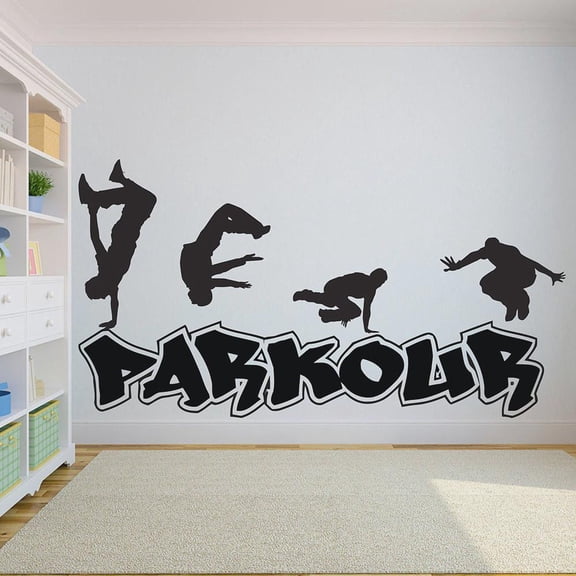 Parkour Wall Decal Extreme Sports Jumping City Street Dance Vinyl Window Stickers Art Teens Bedroom Playroom Interior Decor 57x30cm