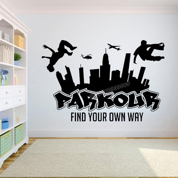 Parkour Wall Decal Extreme sports Vinyl Wall stickers Jumping Street Cities Street Sport Decals for Bedroom Decor Sticker 43x29cm