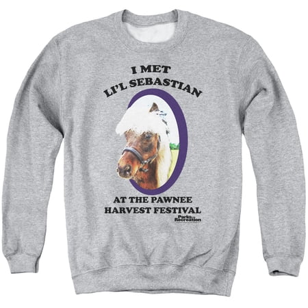 Parks And Rec Lil Sebastian Adult Crewneck Sweatshirt Athletic Heather