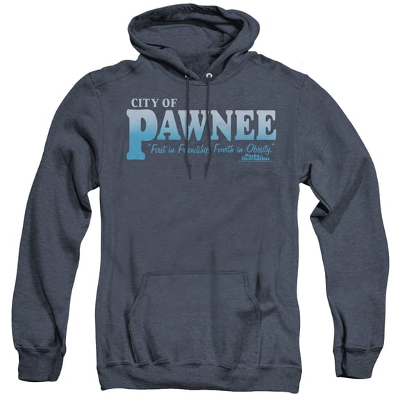 Parks And Rec Pawnee Adult Heather Hoodie Sweatshirt Navy