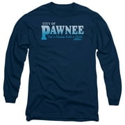 Parks And Rec Pawnee Long Sleeve Adult 18/1 T-Shirt Navy