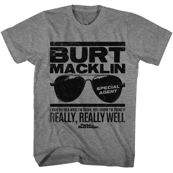 Parks And Recreation Burt Macklin Graphite Heather Adult T-Shirt