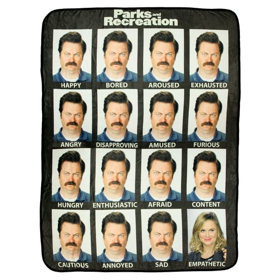 Parks And Recreation Moods and Faces Of Super Soft Fleece Throw Blanket