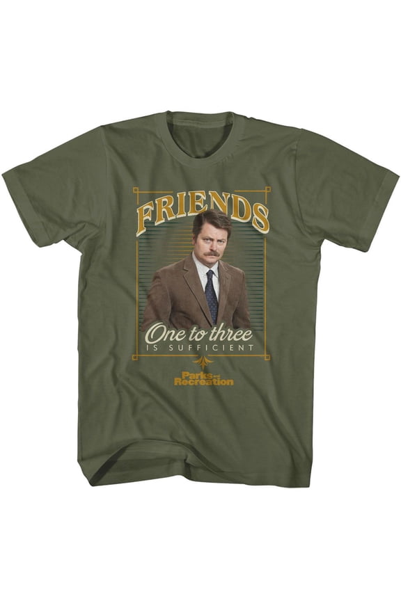 Parks And Recreation One To Three Is Sufficient Military Green Adult T-Shirt S