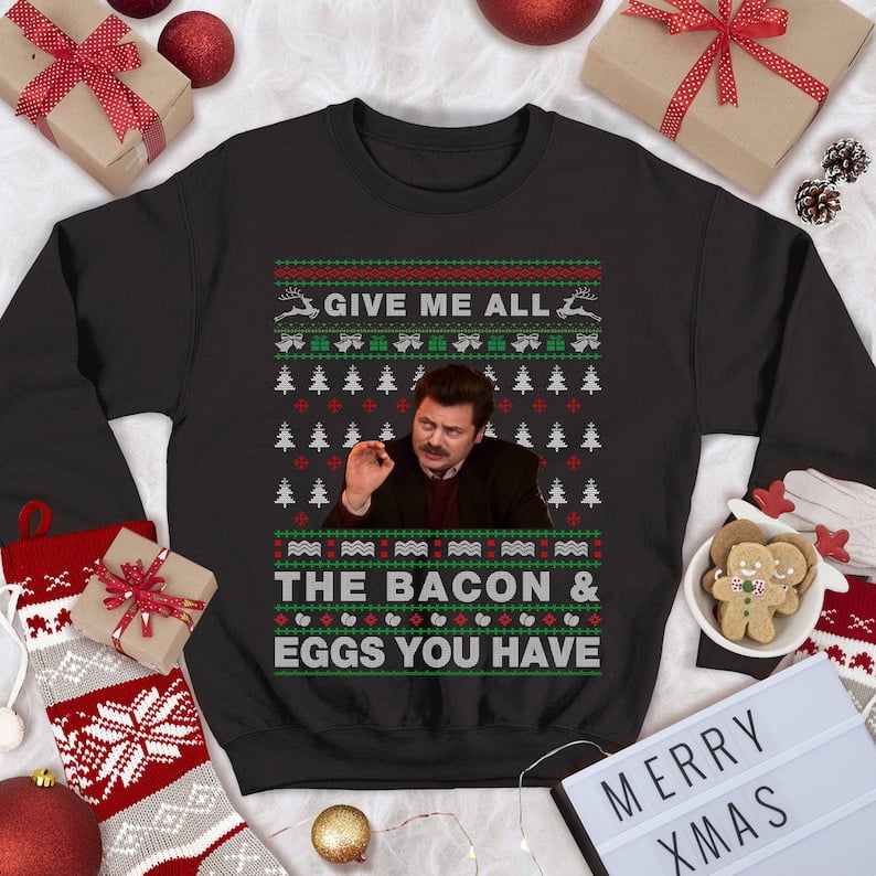 Ron swanson ugly christmas sweater sales