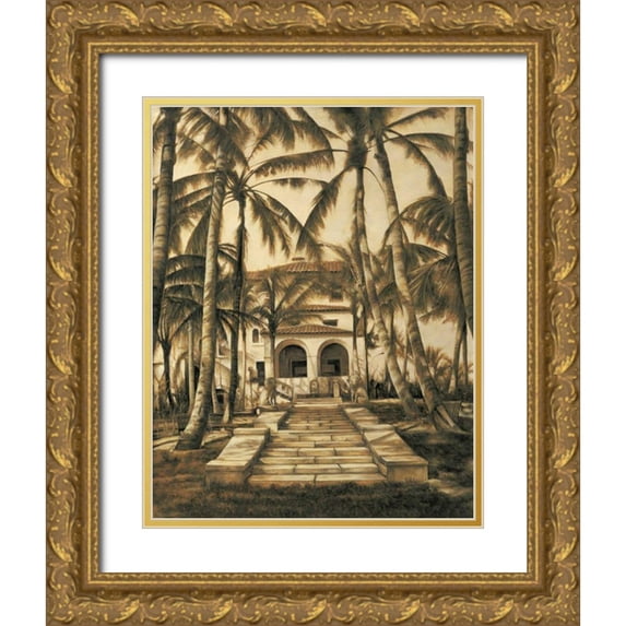 Parks, David 20x24 Gold Ornate Wood Framed with Double Matting Museum Art Print Titled - Entry to Villa