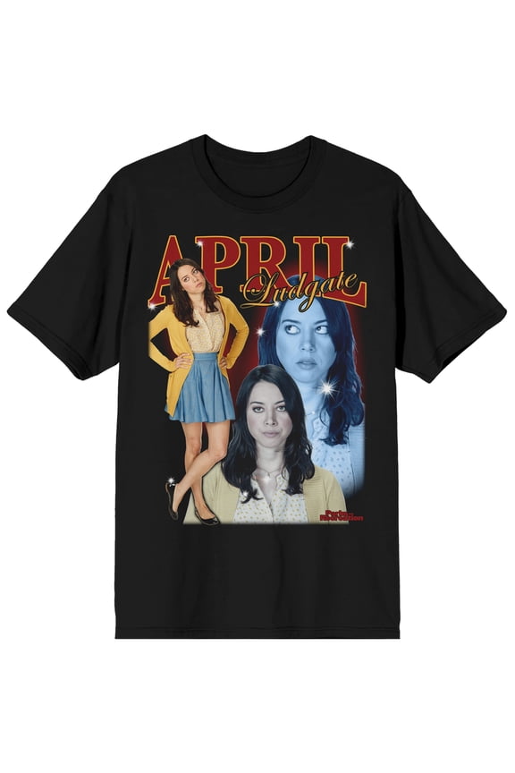 Parks & Recreation Bootleg April Crew Neck Short Sleeve Men's Black T-shirt