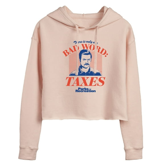 Parks and Recreation - Bad Word Taxes   - Juniors Cropped Pullover Hoodie