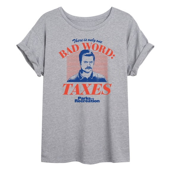 Parks and Recreation - Bad Word Taxes   - Juniors Ideal Flowy Muscle T-Shirt