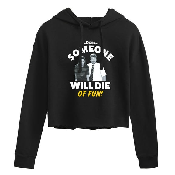 Parks and Recreation - Die Of Fun - Juniors Cropped Pullover Hoodie
