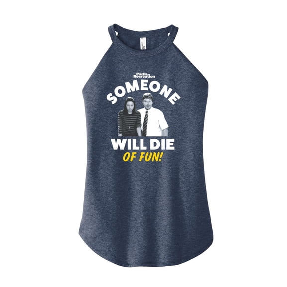 Parks and Recreation - Die Of Fun  - Juniors High Neck Tank Top