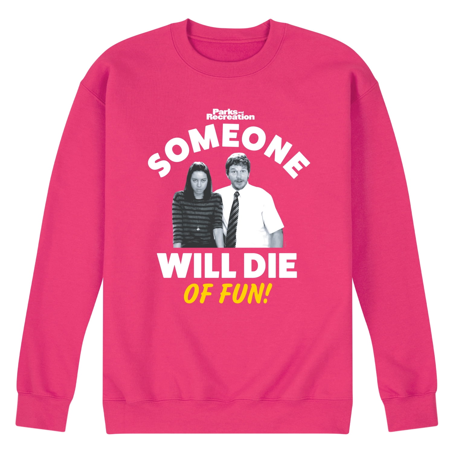 Parks and Recreation Die Of Fun Men's Crew Neck Fleece Pullover