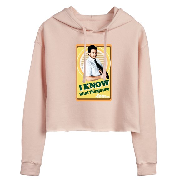 Parks and Recreation - I Know What Things Are - Juniors Cropped Pullover Hoodie