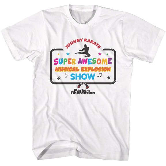 Parks and Recreation Johnny Karate Show Logo White Adult T-Shirt