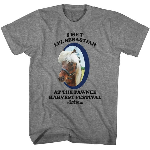 Parks and Recreation Met Lil Sebastian Graphite Heather Adult T-Shirt