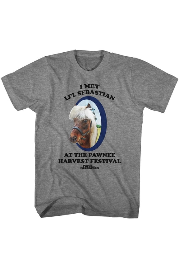 Parks and Recreation Met Lil Sebastian Graphite Heather Adult T-Shirt