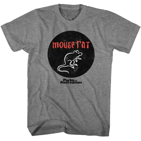 Parks and Recreation Mouse Rat Circle Logo Graphite Heather Adult T-Shirt