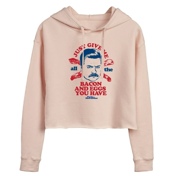 Parks and Recreation - Ron Bacon Eggs - Juniors Cropped Pullover Hoodie
