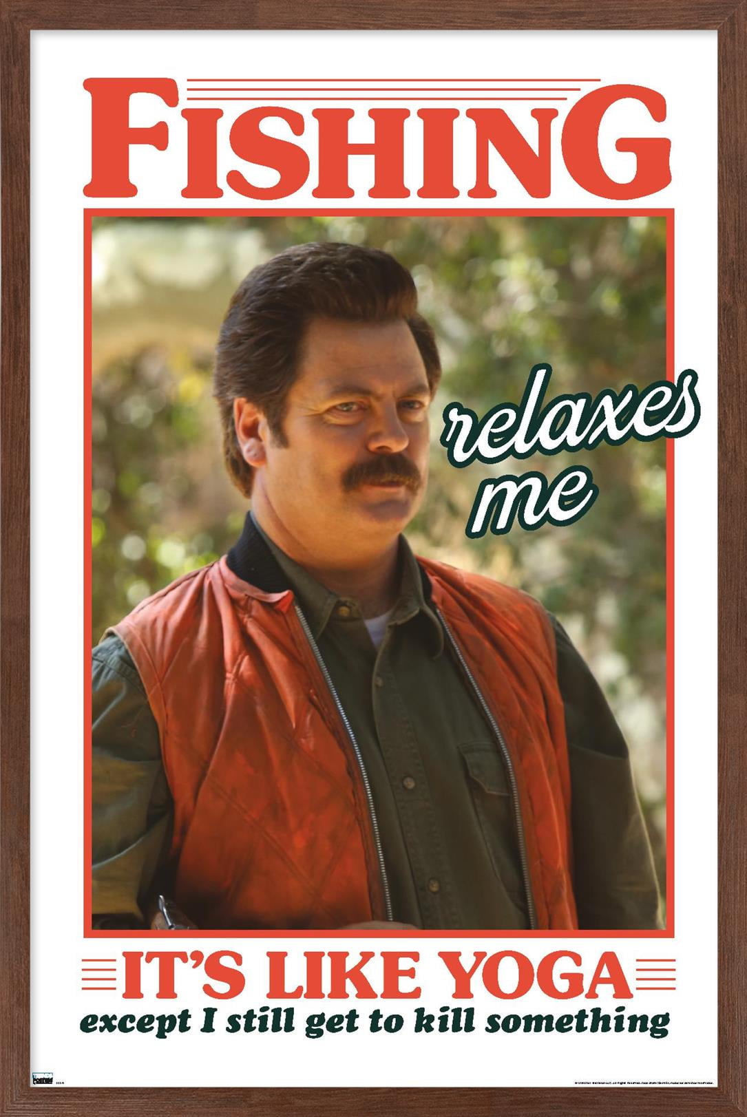 Parks and Recreation - Ron Swanson Fishing Wall Poster, 14.725" x 22.375" Framed