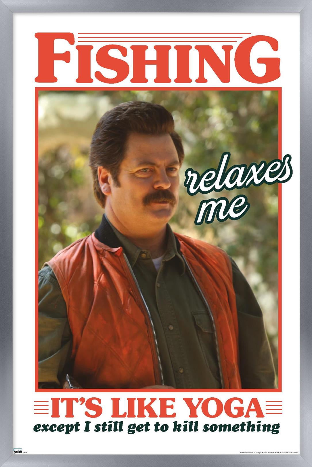 Parks and Recreation - Ron Swanson Fishing Wall Poster, 22.375" x 34" Framed