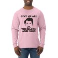thumbnail image 1 of Parks and Recreations Give Me All The Bacon and Eggs Pop Male Long Sleeve Shirt, Light Pink, Small, 1 of 3