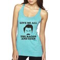 thumbnail image 1 of Parks and Recreations Give Me All The Bacon and Eggs Pop Tri-Blend Racerback Tank Top, Tahiti Blue, Large, 1 of 3