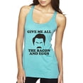 thumbnail image 1 of Parks and Recreations Give Me All The Bacon and Eggs Pop Tri-Blend Racerback Tank Top, Tahiti Blue, X-Large, 1 of 3