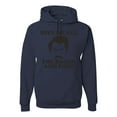 thumbnail image 1 of Parks and Recreations Give Me All The Bacon and Eggs Pop Unisex Graphic Hoodie Sweatshirt, Navy, Large, 1 of 3