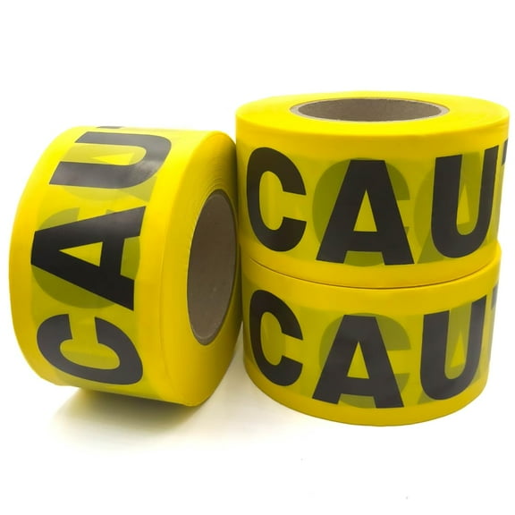 Parkway Essentials Yellow Caution Tape Roll - 3 inch x 1000 Feet - Pack of 3 (3000 ft Total) Safety Tape for Construction, Hazard Zones, Crime Scenes & Halloween Decorations