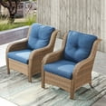 thumbnail image 1 of Parkwell Traditional Wicker Nature Patio Lounge Chairs with Cushions, Yellow / Blue Set of 2, 1 of 7
