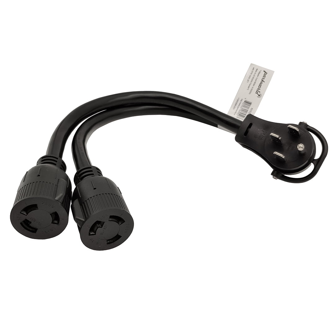 Parkworld 60523 Splitter Cord, RV 50 AMP 4-Prong 14-50 Male Plug to NEMA (2) L6-30 Female Twist Lock Receptacle 250V 3FT