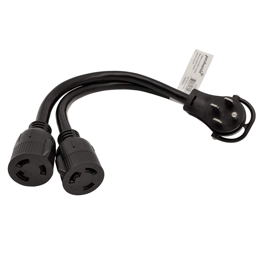 Parkworld 60523A V Splitter Cord 14-50P to (2) L6-30R, RV 50 AMP 4-Prong 14-50 Male Plug to NEMA (2) L6-30 Female Twist Lock Receptacle 250V 1.5FT
