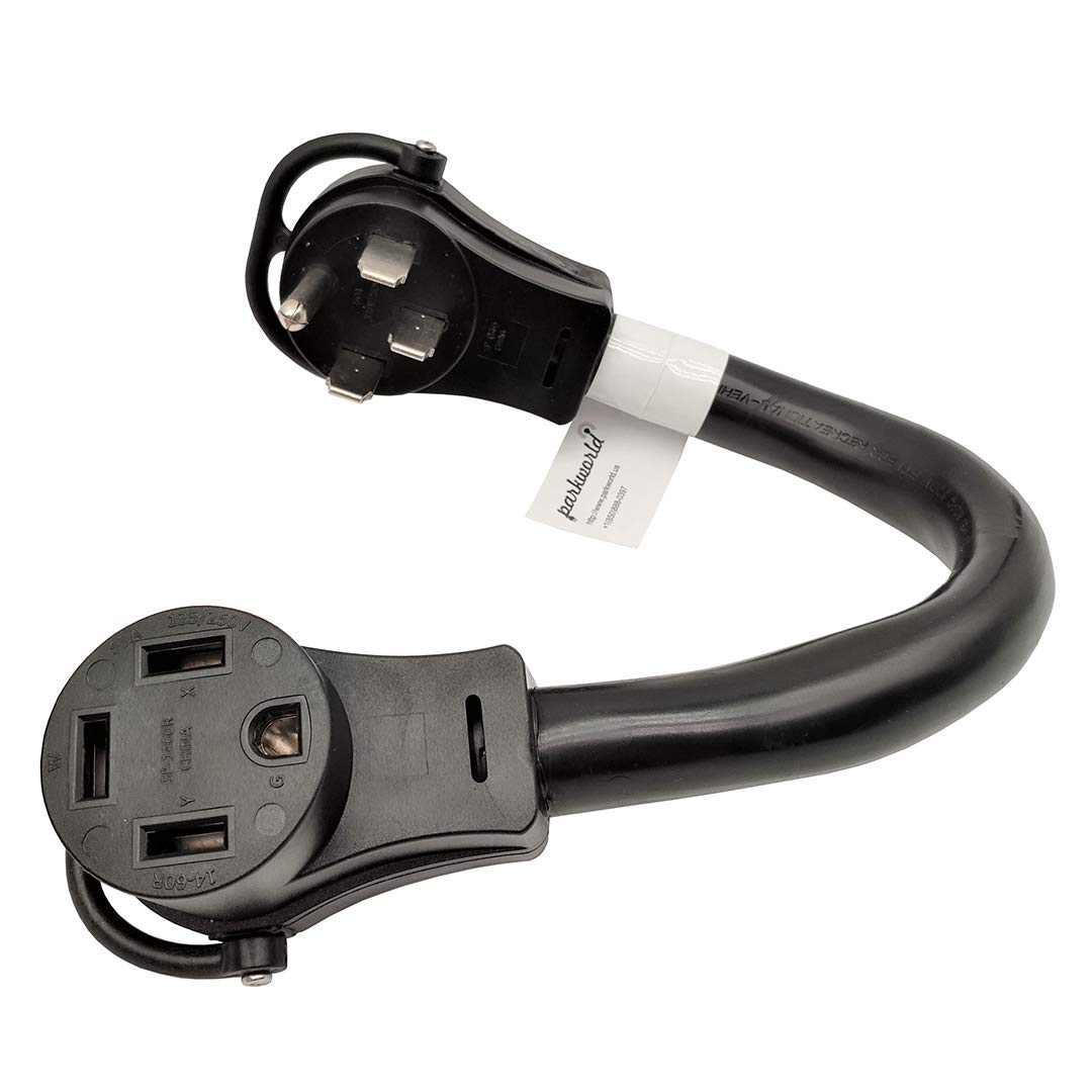 Parkworld 61087 Welder Adapter Cord 14-50P to 14-60R, NEMA 14-50P RV 50A Male to NEMA 14-60R Welding Female, 50AMP, 1.5FT