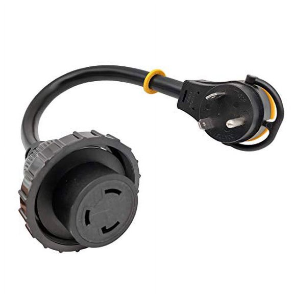 Parkworld 61179 RV 30A Locking Splitter Adapter Cord TT-30P to TT-30R & L5-30R 30A 125V 1.5 Feet