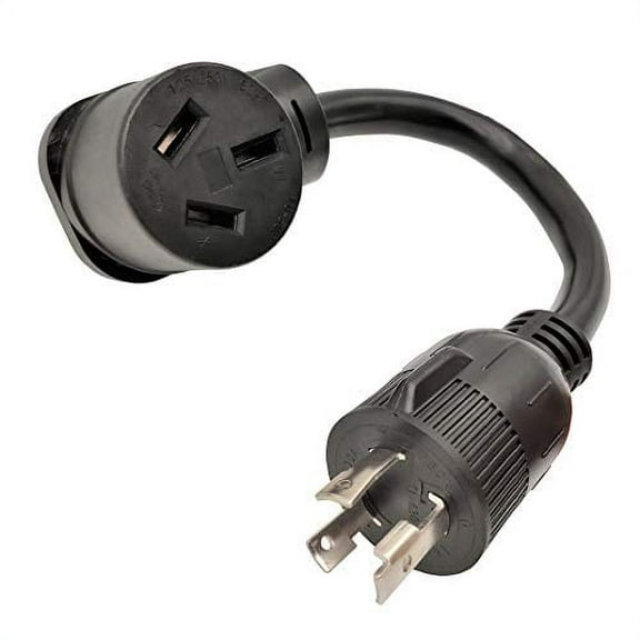 Parkworld 61803 Adapter Cord 3 Prong 250 Volt Generator Plug L6-30P to 10-50R Electric Stove Receptacle, NEMA L6-30 Welder Male to NEMA 10-50R Electric Stove Female, 30A 250V 7500W, 1FT