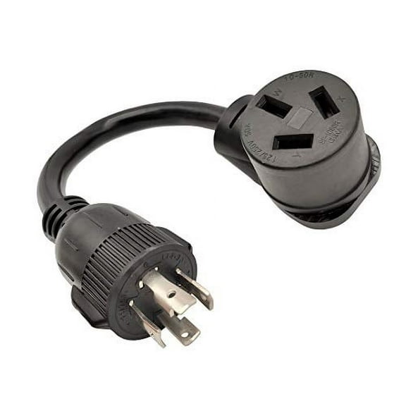 Parkworld 61810 Adapter Cord 4 Prong Generator Plug L14-30P to 10-50R Electric Stove Receptacle, NEMA L14-30 Generator Male to NEMA 10-50R Electric Stove Female, 30A 250V 7500W, 1FT