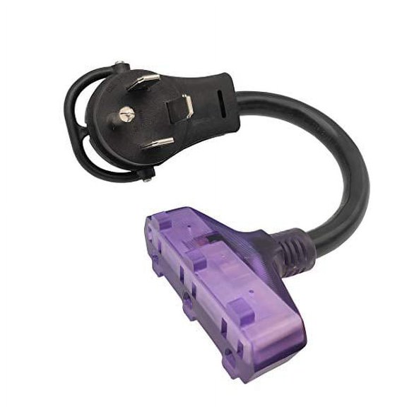 Parkworld 61957 NEMA 14-60 Heavy Duty Industrial Adapter Cord, 14-60P Male with Handle to (3) 5-15R Female with Lighted