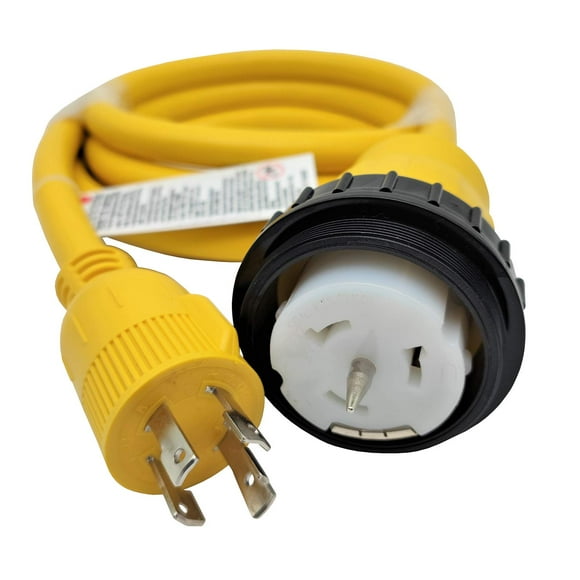 Parkworld 62176A Shore Power Adapter Generator 30A L14-30P male to Marine 50A SS2-50R female with locking ring (10FT)