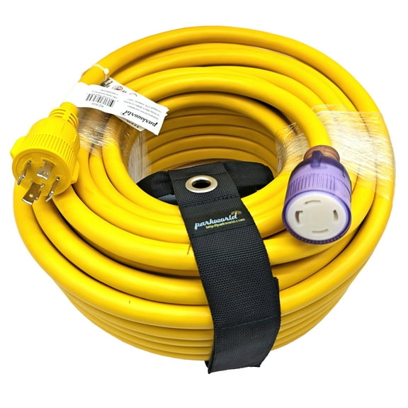 Parkworld 62305Y UL Listed 30amp 4 Prong Generator Extension Cord, NEMA L14-30P to L14-30R Female with Lighted. (100 Feet)