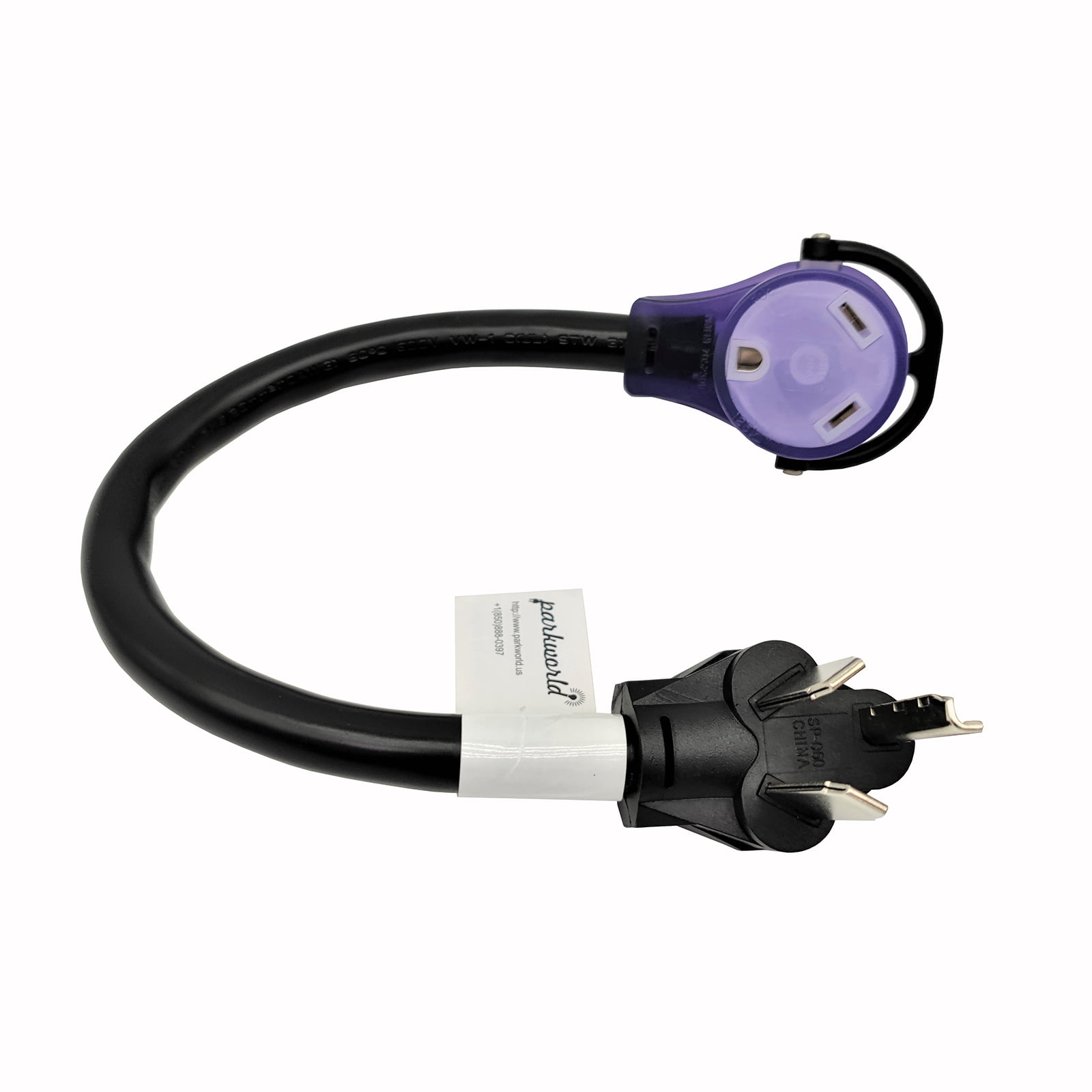 Parkworld 62718 AC Power Adapter Cord NEMA 10-30P Male to TT-30R RV 30A Outlet, 125 Volt 1.5FT