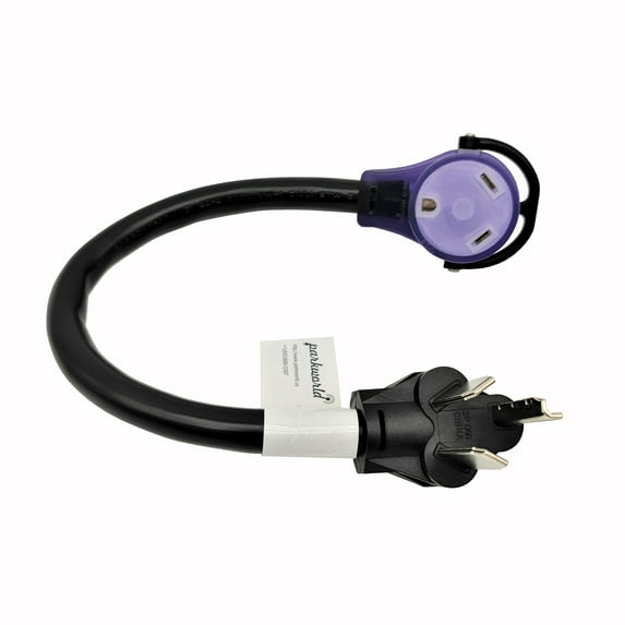 Parkworld 62718 AC Power Adapter Cord NEMA 10-30P Male to TT-30R RV 30A Outlet, 125 Volt 1.5FT
