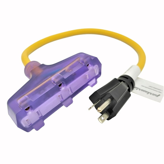 Parkworld 62879 Power Adapter Cord NEMA 6-20P Male to (3)5-15R Household Tri Outlet 15 AMP Female x 3, 125 Volt, 2FT