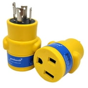 Parkworld 62930 NEMA L14-30P to 6-50R Adapter 4-Prong Generator 30A Locking Plug to Welder 3-prong 50A Outlet Yellow