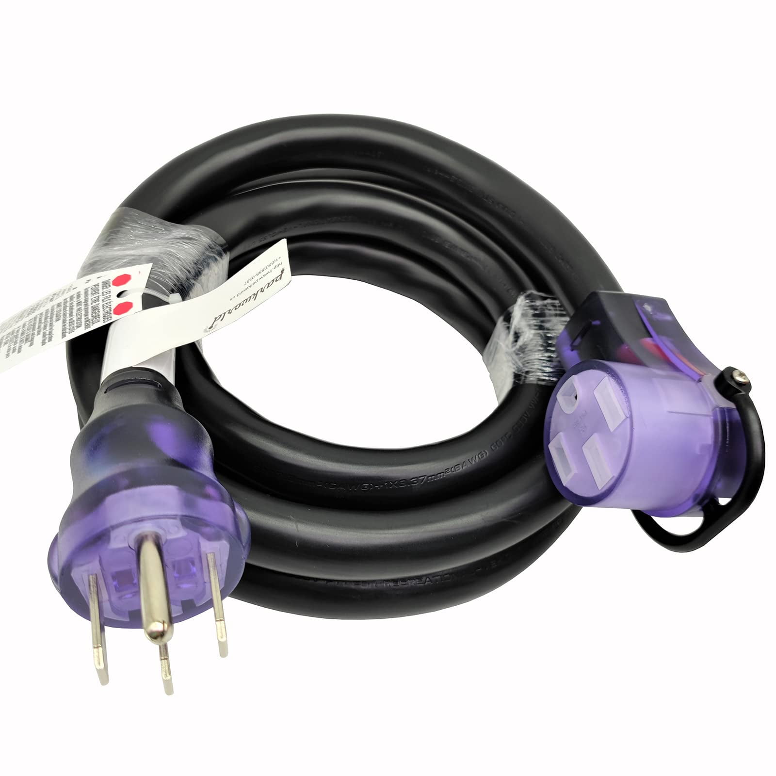 Parkworld 63388 RV 50A Extension Cord, NEMA 14-50 Extension Cord, NEMA 14-50P to 14-50R Straight Plug for Generator (25FT)