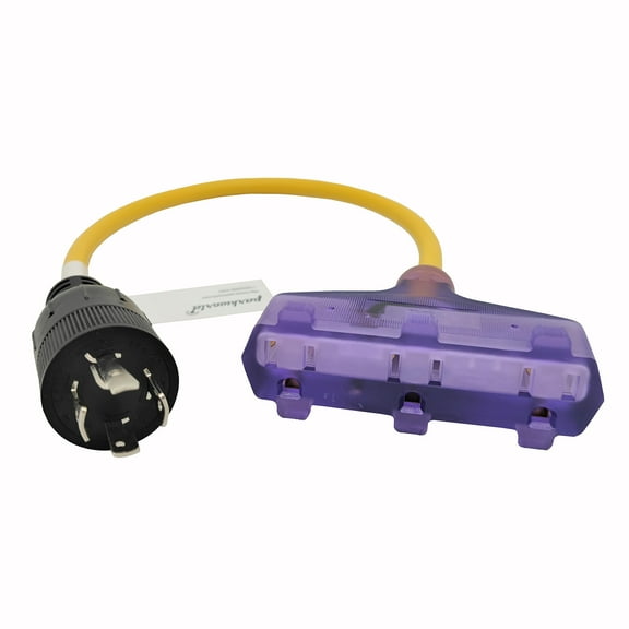 Parkworld 63548 Power Adapter Cord NEMA L14-20P Male to (3) 5-15R Household Tri Outlet 15 AMP Female*3, 125 Volt, 2FT