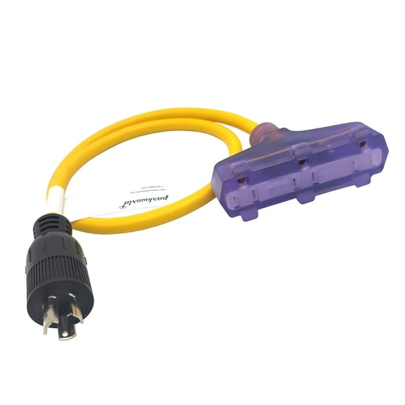 Parkworld 63579 Adapter Cord Locking L5-15 Plug to Household 5-15 Tri-outlet (2 feet)