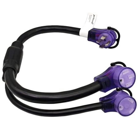 Parkworld 63784 RV 50 AMP Splitter Adapter NEMA 14-50P to TT-30R for RV 30A 120V Outlet & 14-50R for EV Charger, 240 Volt (3FT)