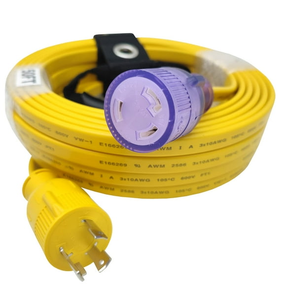 Parkworld 64620 NEMA L6-30 Flat Prolate Extension Cord, Locking 3-Prong, 30 AMP, 250 Volts, 7500 Watts (50FT)