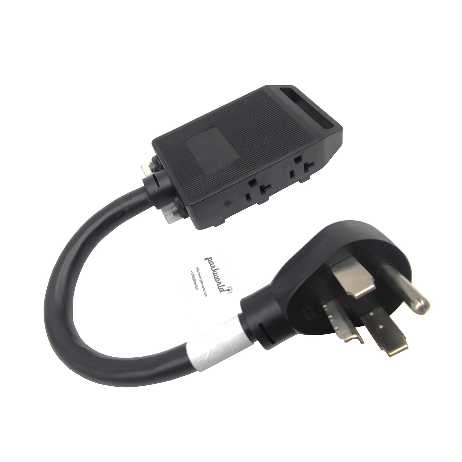 Parkworld 64675, 30A to 20A 220V to 110V Adapter Cord, NEMA 14-30P Plug, 4 T-Blade Outlets