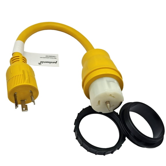 Parkworld 64842 Generator Adapter NEMA L5-30P 30A Male to Transfer Switch SS2-50R/CS6364 50A Shore Power Female with Locking Ring (1.5FT)